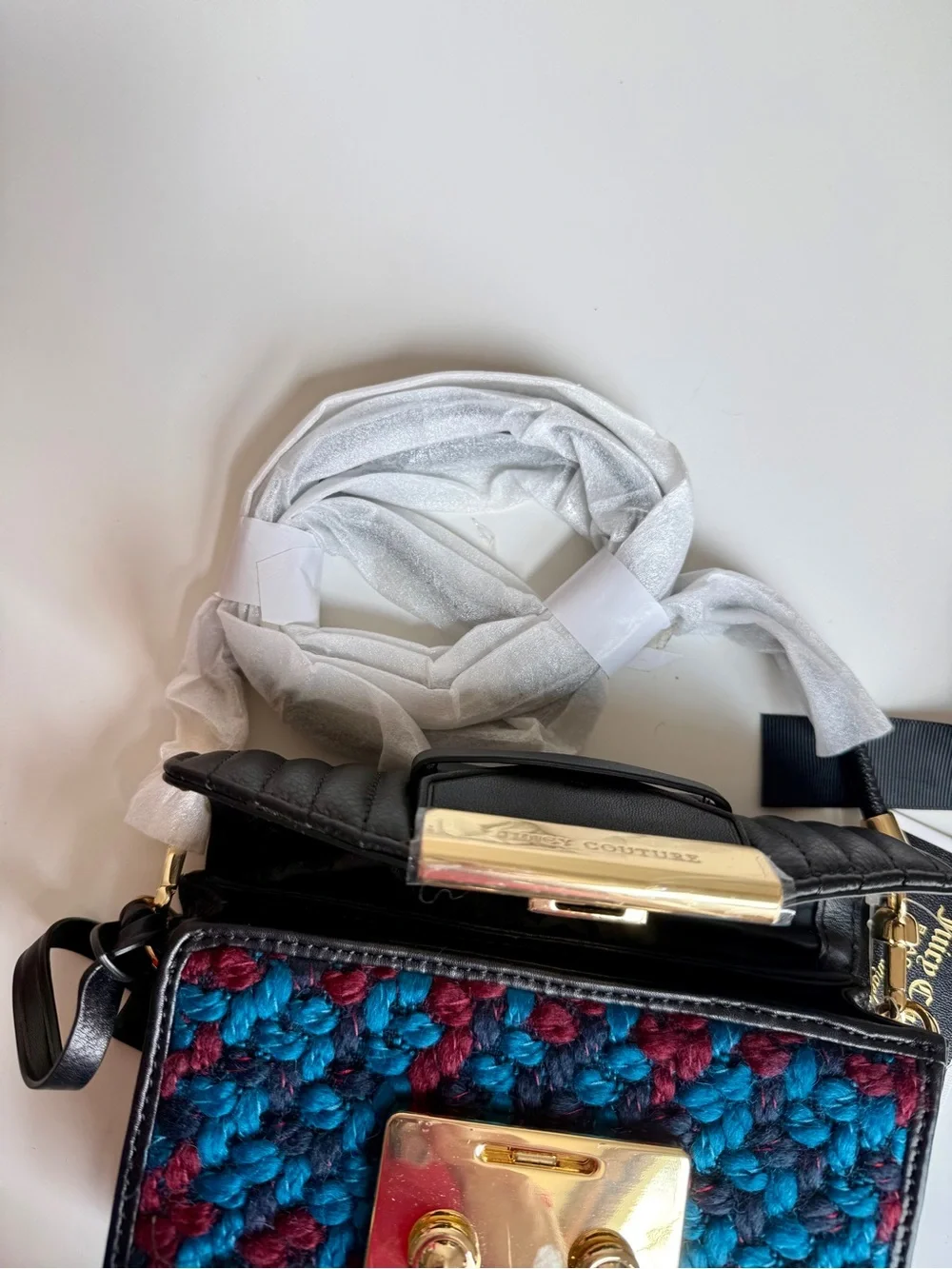 Juicy Couture NWT Balboa Mini Crossbody Black Multi Tweed Leather